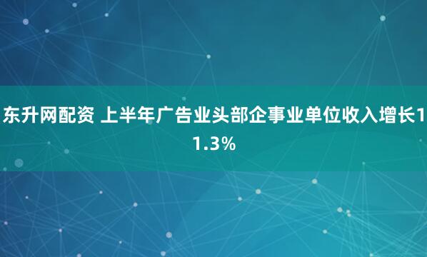 东升网配资 上半年广告业头部企事业单位收入增长11.3%