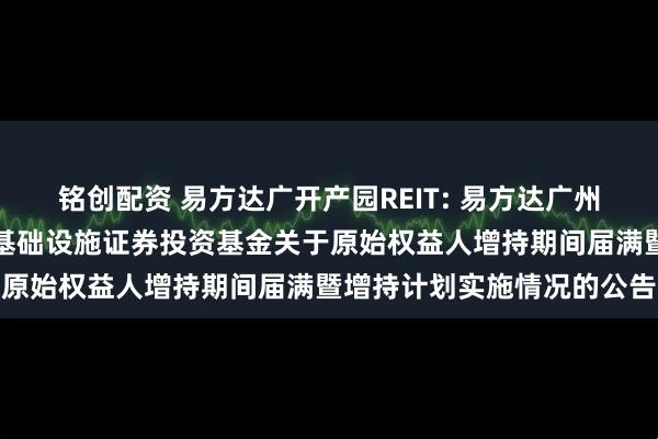 铭创配资 易方达广开产园REIT: 易方达广州开发区高新产业园封闭式基础设施证券投资基金关于原始权益人增持期间届满暨增持计划实施情况的公告